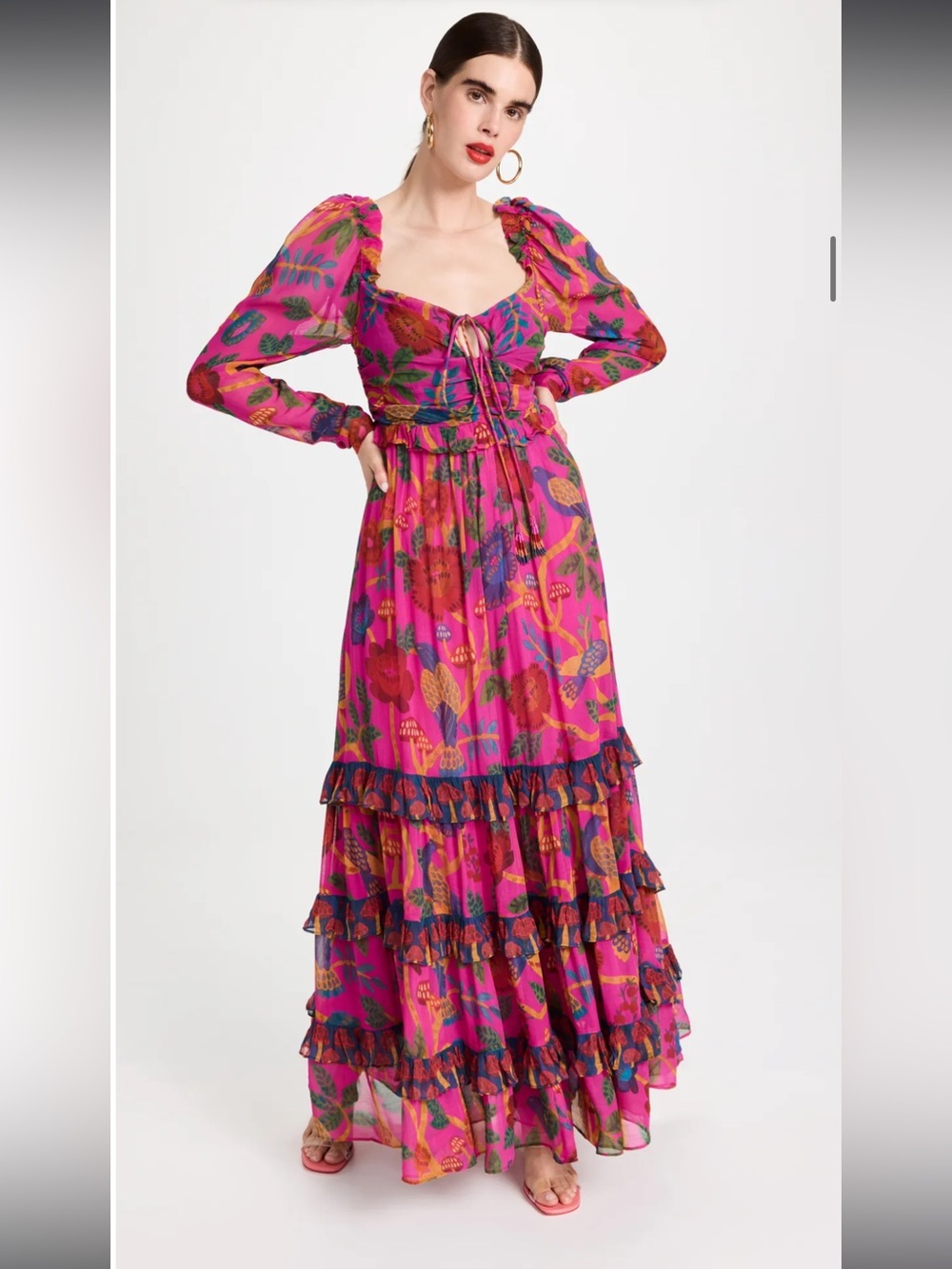 FARM Rio Tiered Maxi Dress with Puff Sleeves